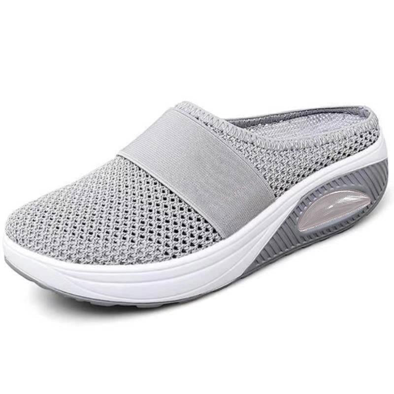 Women's Casual Breathable Orthopedic Slip-On Slippers - Grey