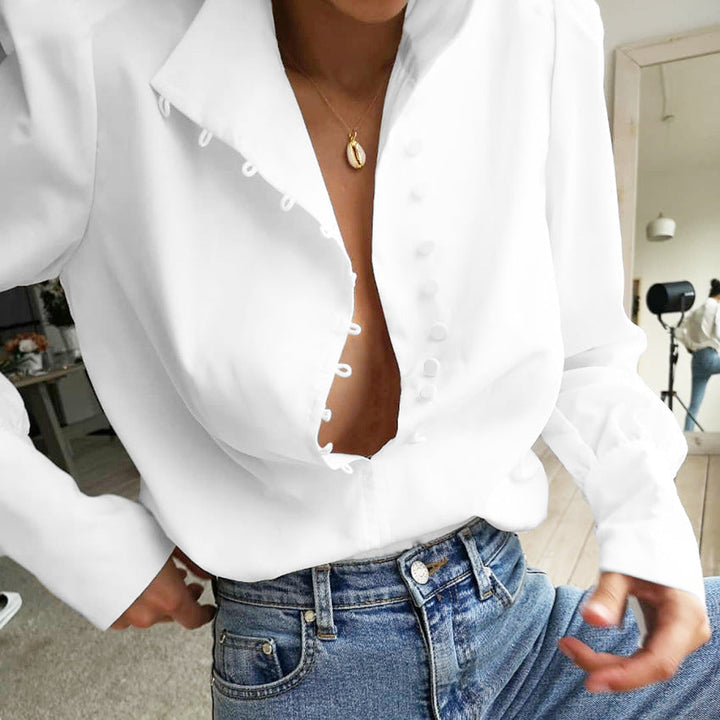 Fadi™| Women Classy Button Front Long Sleeve Blouse