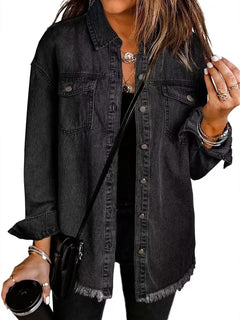 Océane | Relaxed Button-Front Jacket with a Frayed Hem