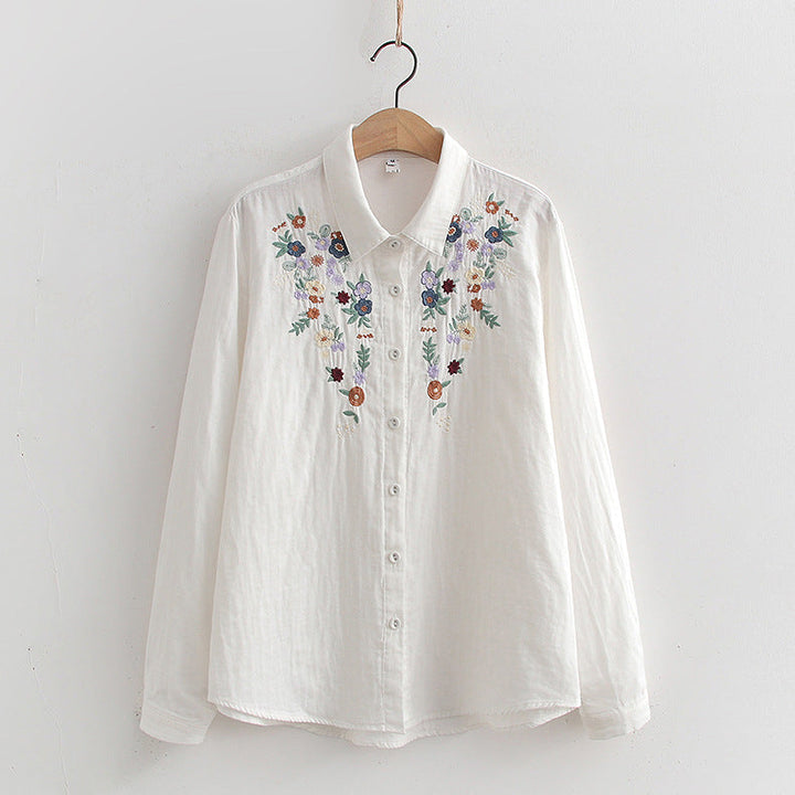 Flavie Vintage Charm Embroidered Blouse | Elegant Everyday Blouse