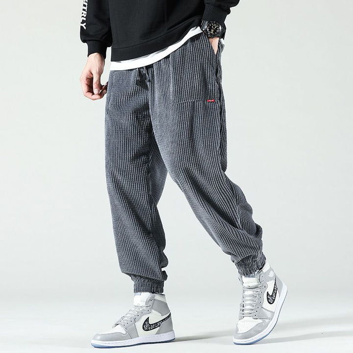 Men's Cuffed Breathable Corduroy Baggy Sweatpants - Grey
