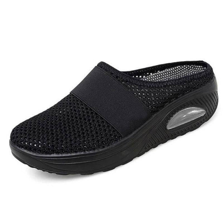 Women's Casual Breathable Orthopedic Slip-On Slippers - Black