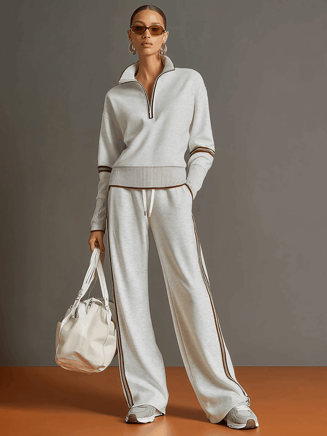 Christèle | Stripe-Trim Two-Piece Set