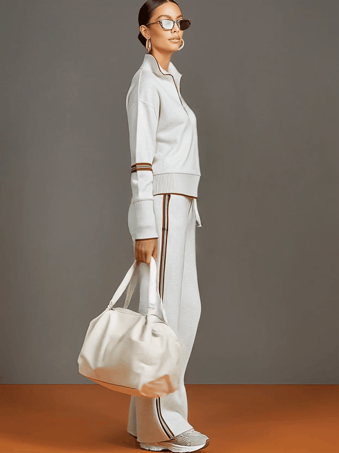 Christèle | Stripe-Trim Two-Piece Set