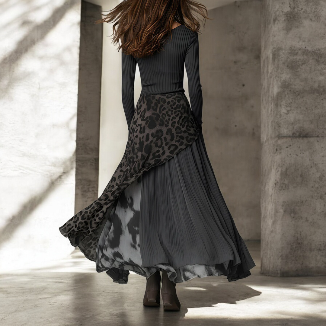 Adrienne | Contrast-Overlay Maxi Dress