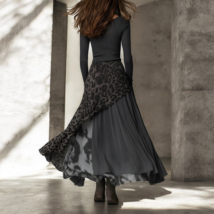 Adrienne | Contrast-Overlay Maxi Dress