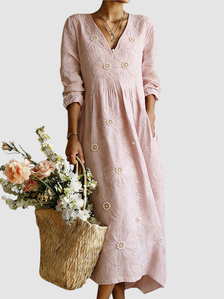 Morna | V-Neck Floral Midi Dress
