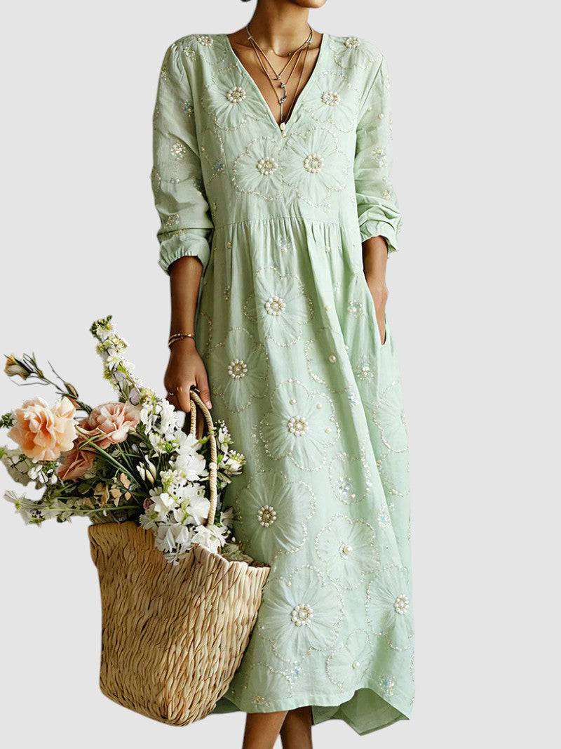Morna | V-Neck Floral Midi Dress