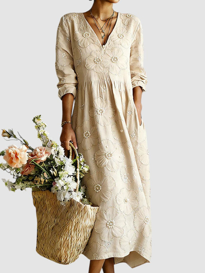 Morna | V-Neck Floral Midi Dress