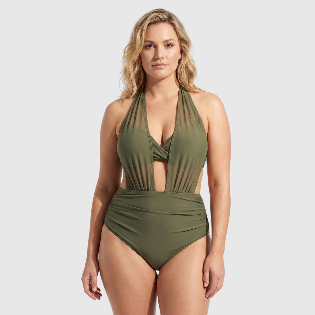 Aline | High-Waist Ruched Tummy-Cover Bikini