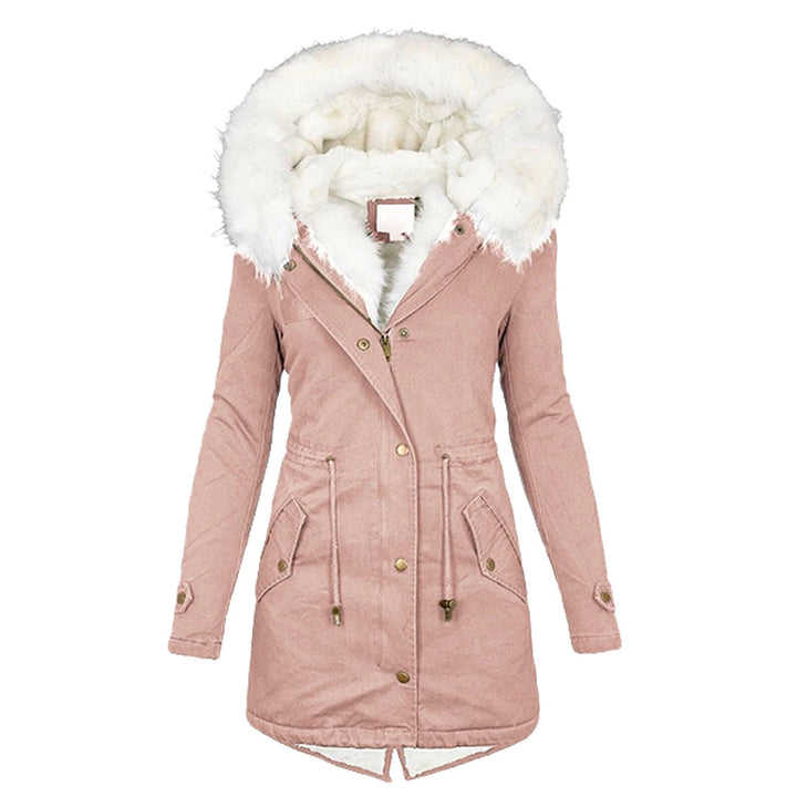 Women's Classic Winter Hooded Faux Fur Coat - Pink