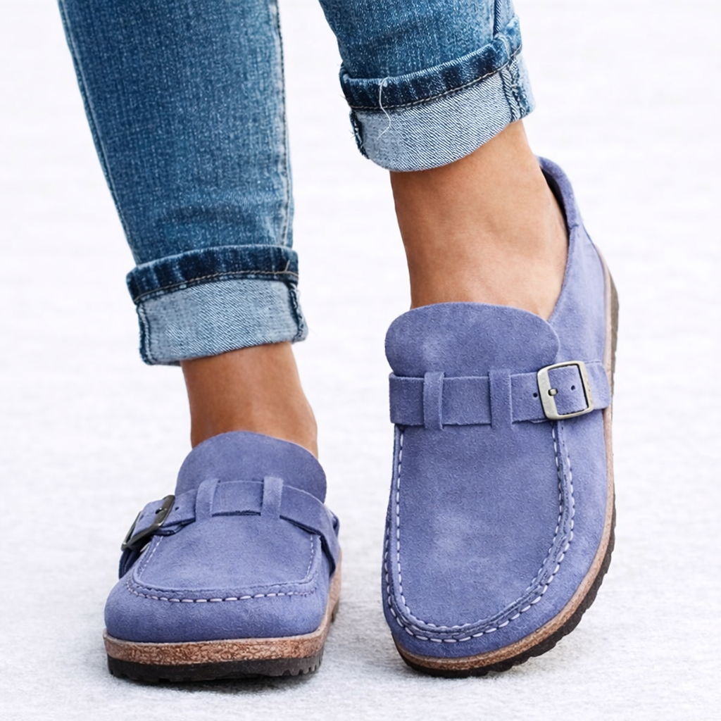 Women's Orthopedic Faux Suede Buckle Loafers