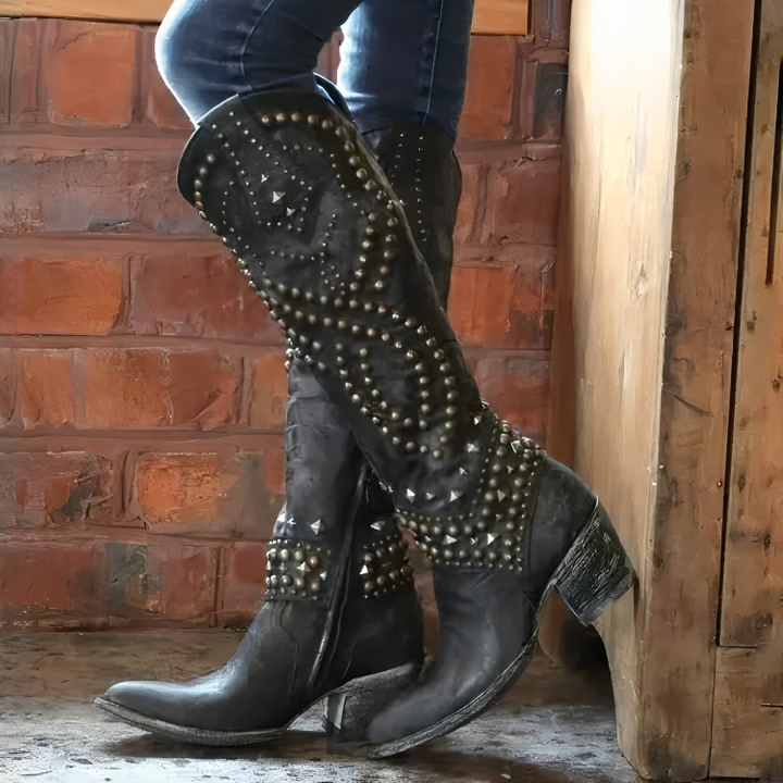 Nerys women's studded western knee high boots - photo 3