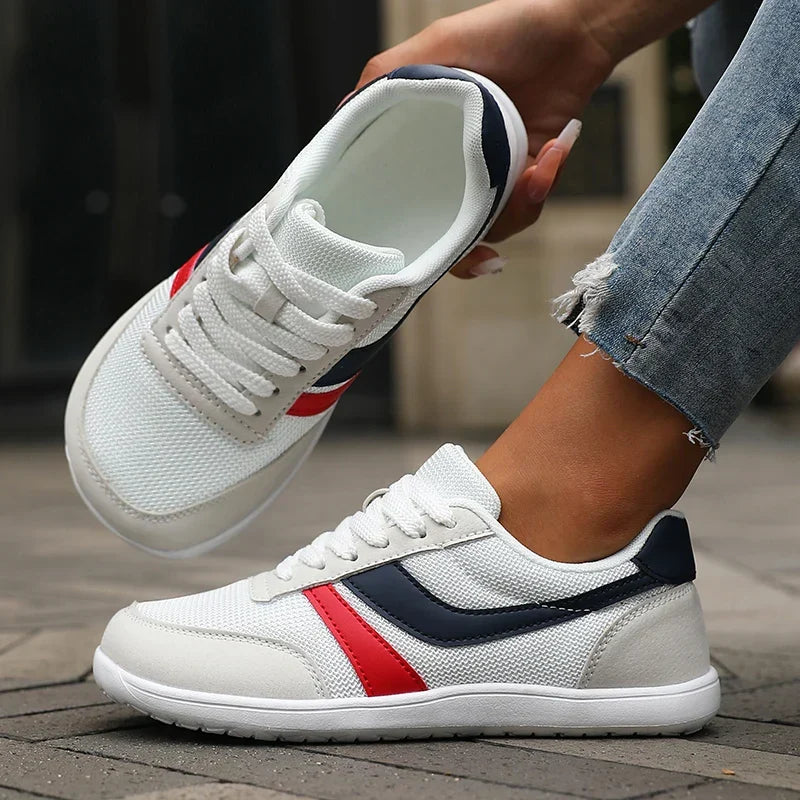 Women's Wide Fit Orthopedic Breathable Toe Shoe Sneakers - White/Blue