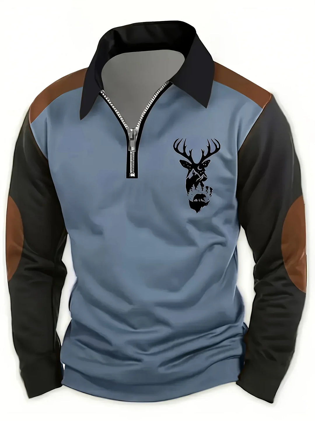 Men's Knit Polo Quarter Zip Sweater - Blue