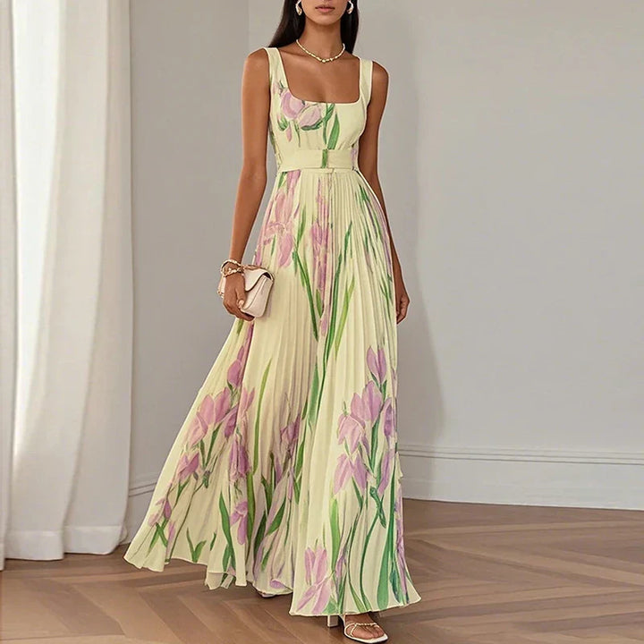 Guylaine | Pleated A-Line Maxi Dress