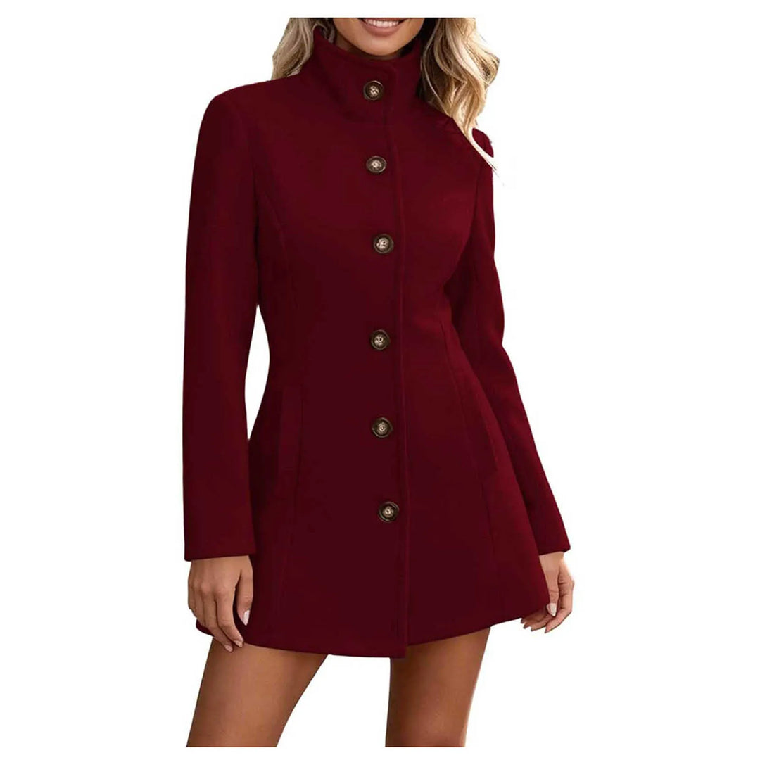Women's Fitted Stand Collar Pea Coat