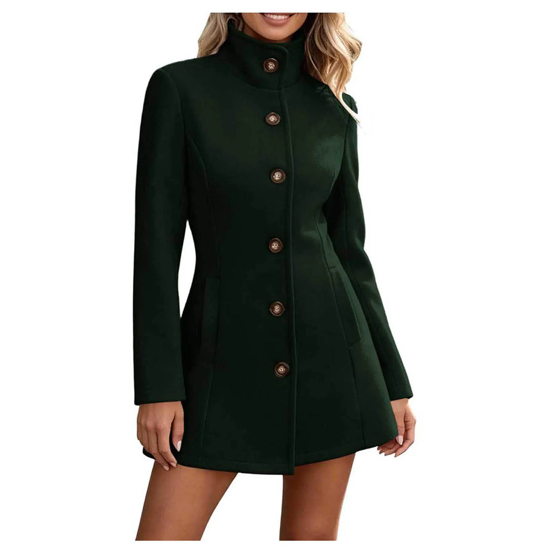 Women's Fitted Stand Collar Pea Coat