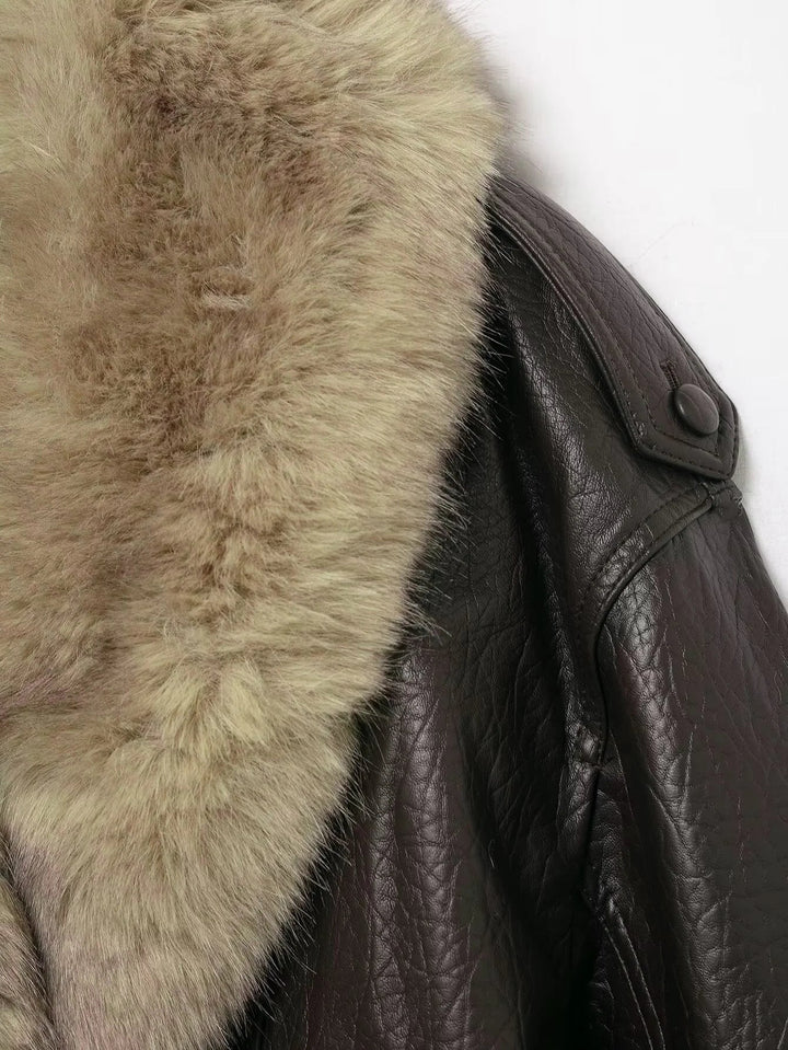 Women's Double-Breasted Faux Leather Jacket