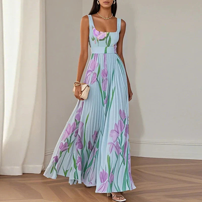 Guylaine | Pleated A-Line Maxi Dress
