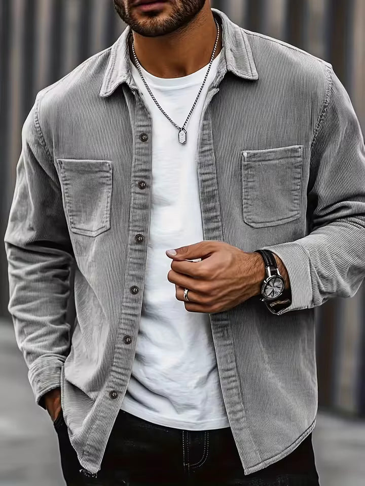 Men's Relaxed Fit Button-Front Overshirt