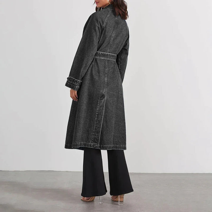 Women's Long Denim Trench Coat