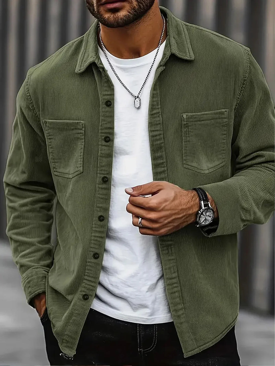 Men's Relaxed Fit Button-Front Overshirt