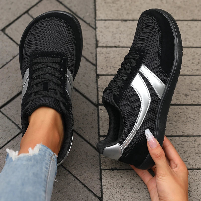 Women's Wide Fit Orthopedic Breathable Toe Shoe Sneakers - Black
