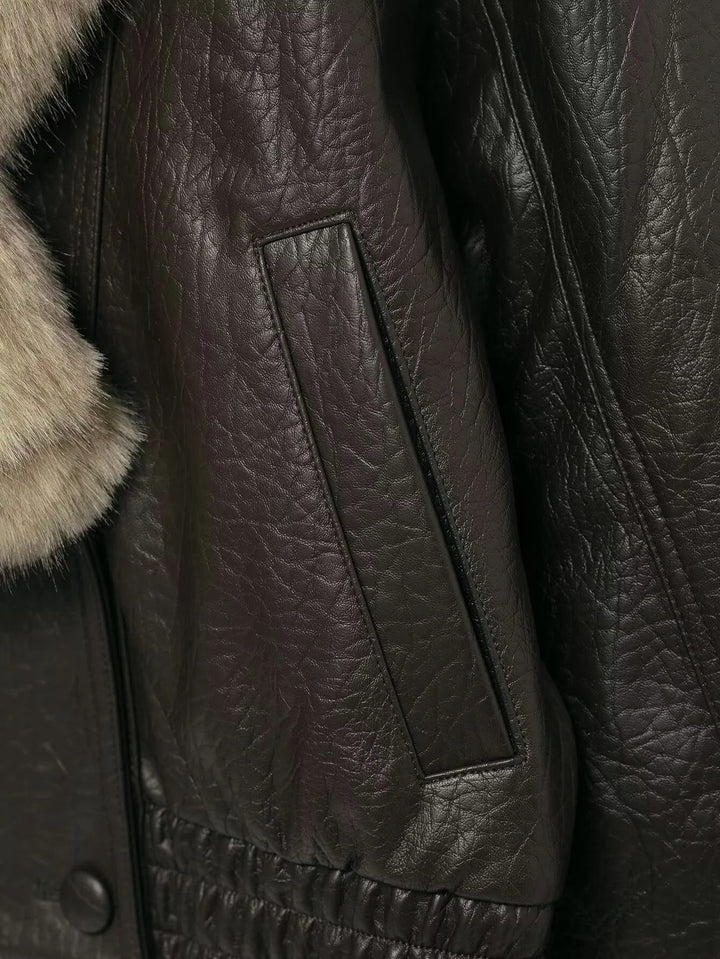Women's Double-Breasted Faux Leather Jacket