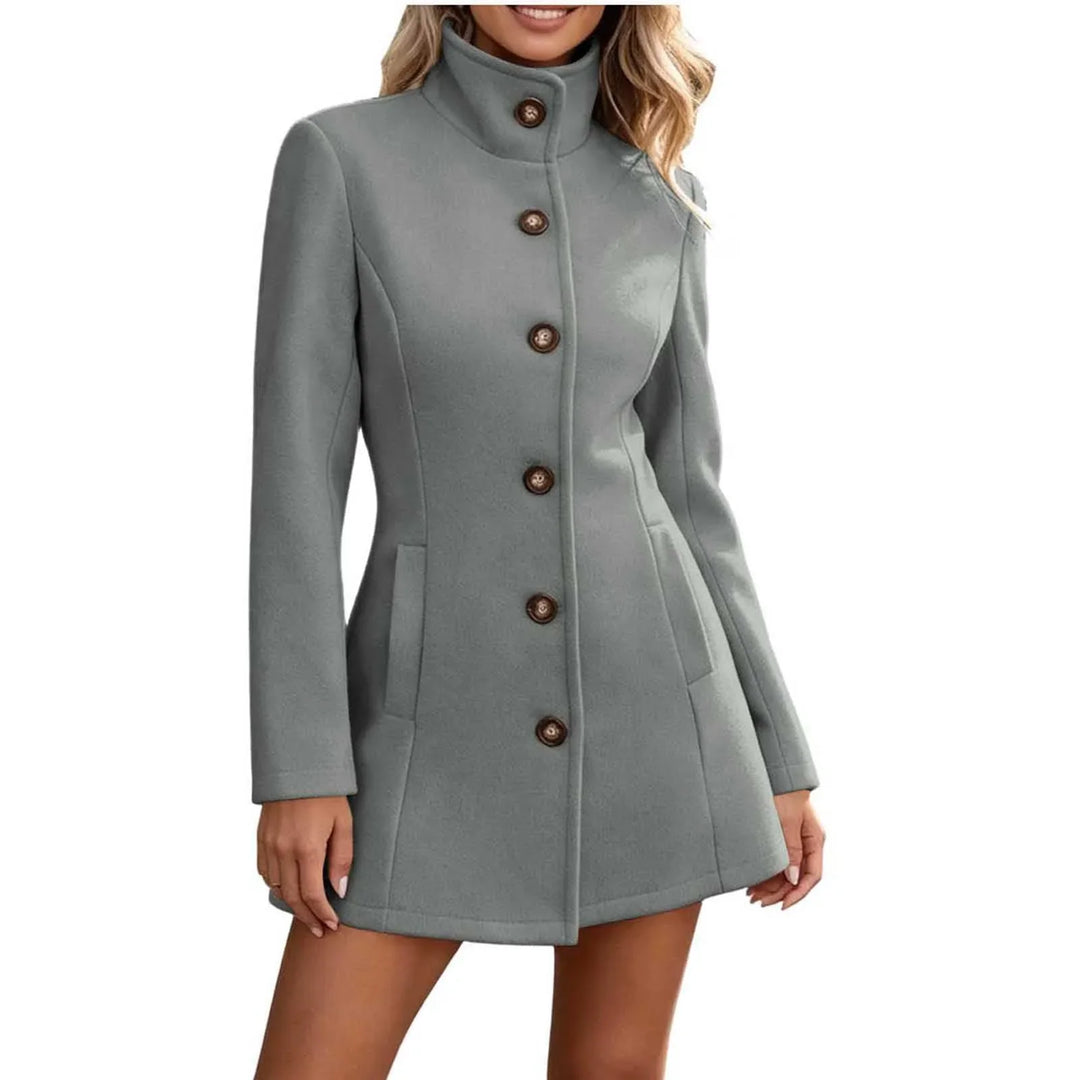 Women's Fitted Stand Collar Pea Coat