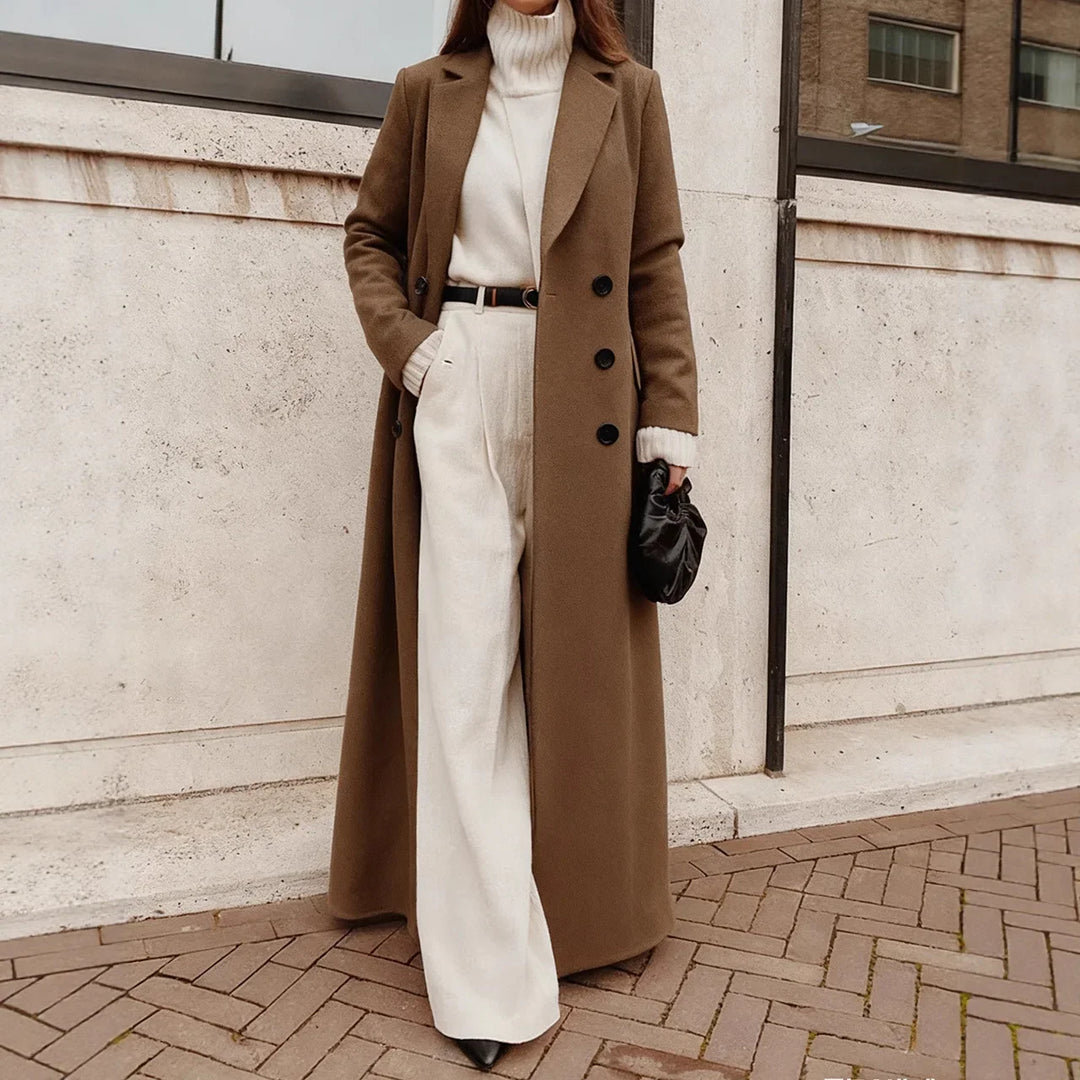 Women's Long Double-Breasted Trench Coat