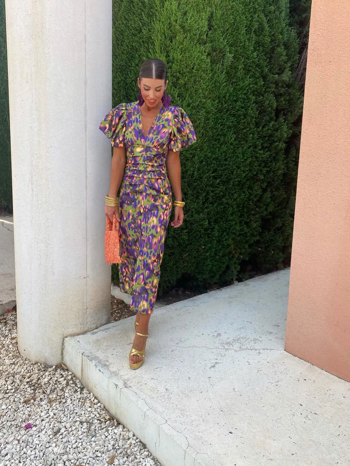 Claudette | Bold-Print Midi Dress