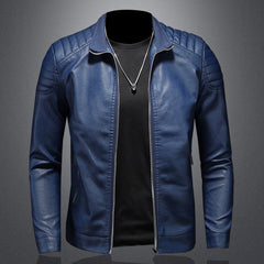 Sterling | Leather Zip Jacket with a Quilted Shoulder