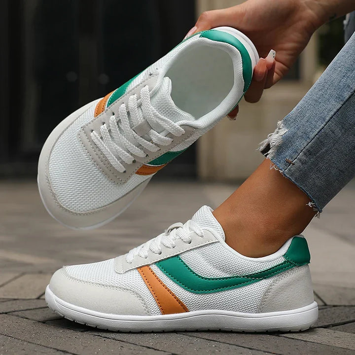 Women's Wide Fit Orthopedic Breathable Toe Shoe Sneakers - White/Green