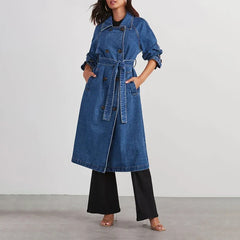 Lavinia | Women's Long Denim Trench Coat