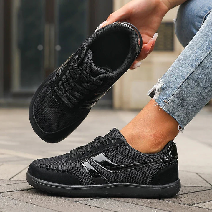 Women's Wide Fit Orthopedic Breathable Toe Shoe Sneakers - Black