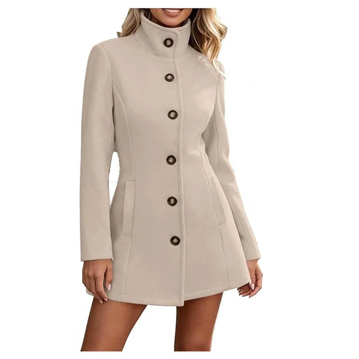 Women's Fitted Stand Collar Pea Coat