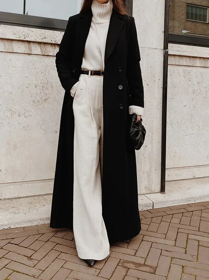 Women's Long Double-Breasted Trench Coat