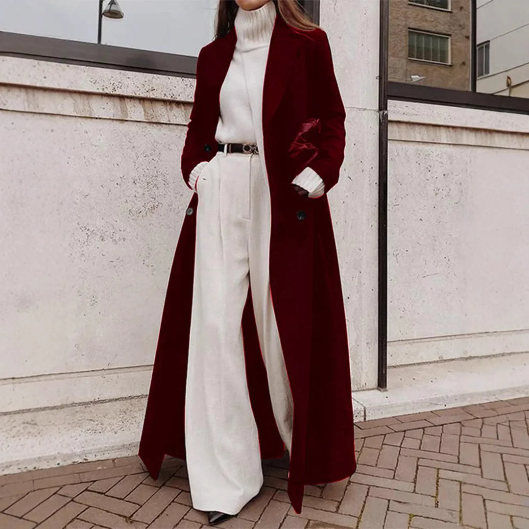 Women's Long Double-Breasted Trench Coat