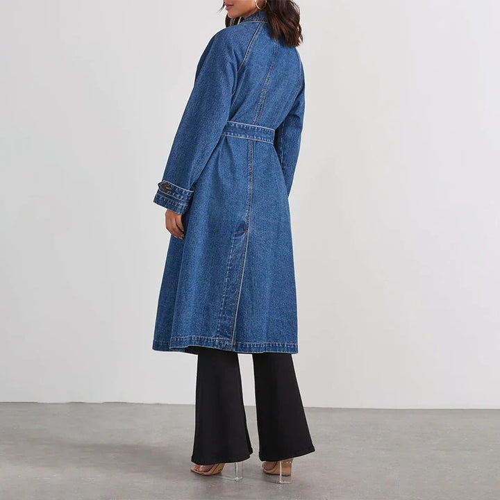 Women's Long Denim Trench Coat