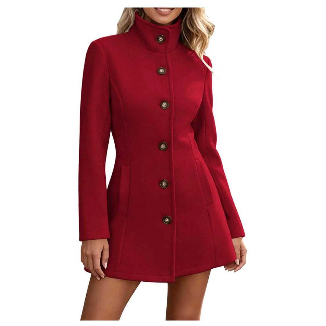 Women's Fitted Stand Collar Pea Coat