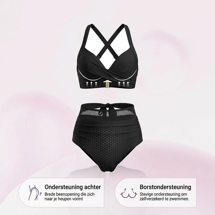 Aline | High-Waist Ruched Tummy-Cover Bikini