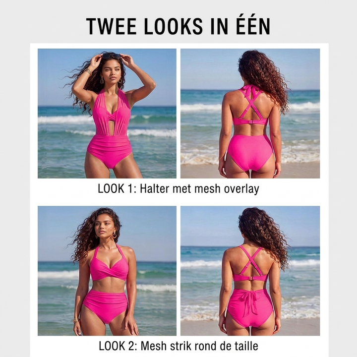 Aline | High-Waist Ruched Tummy-Cover Bikini