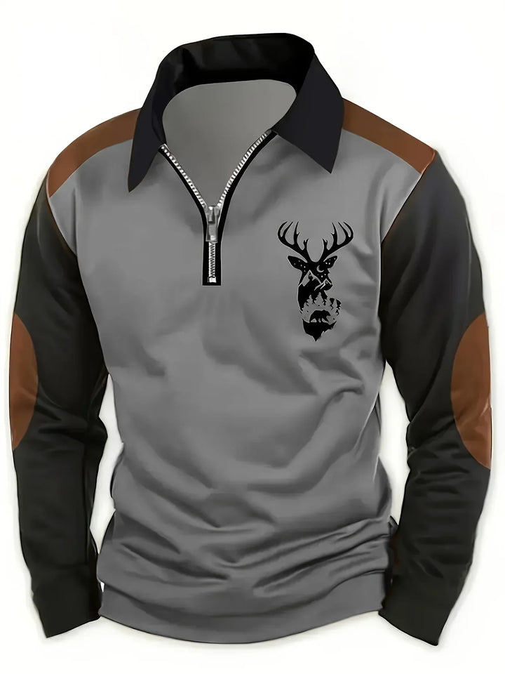 Men's Knit Polo Quarter Zip Sweater - Grey
