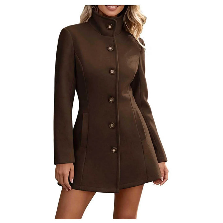 Women's Fitted Stand Collar Pea Coat