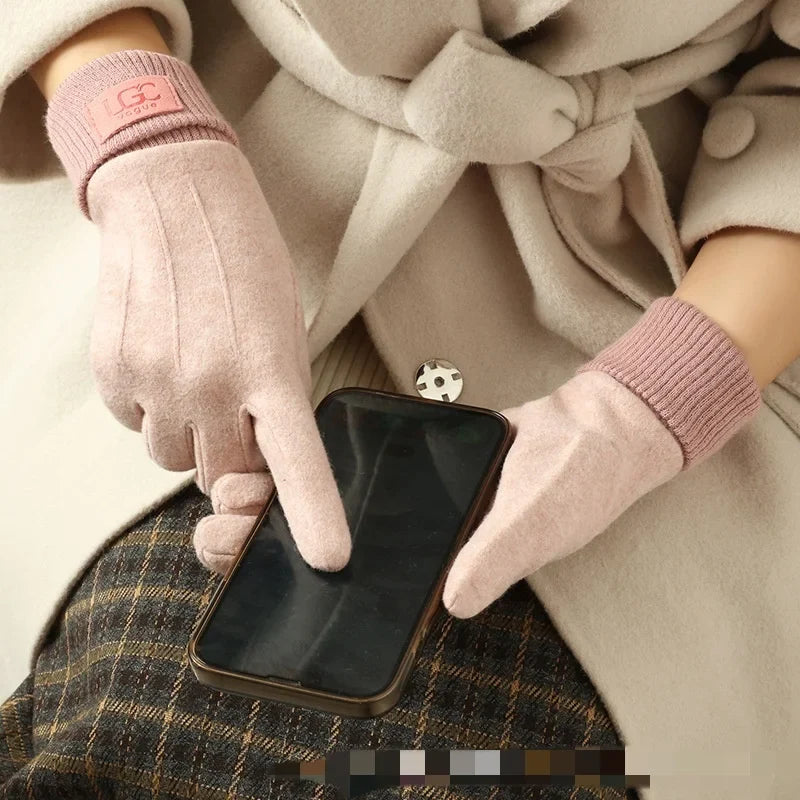 Women's Chic Warm Winter Cashmere Gloves - Pink / Unique