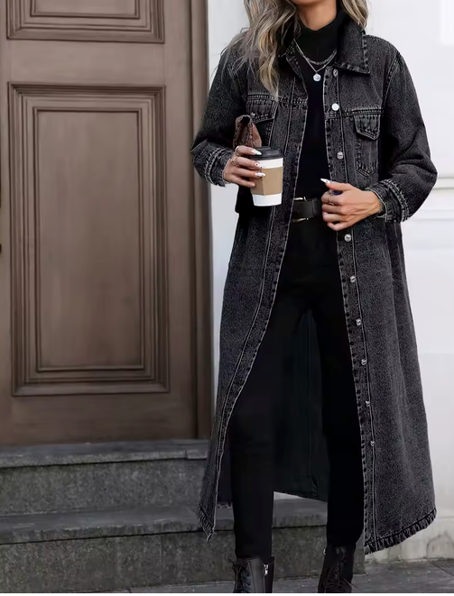 Women's Long Denim Duster Coat