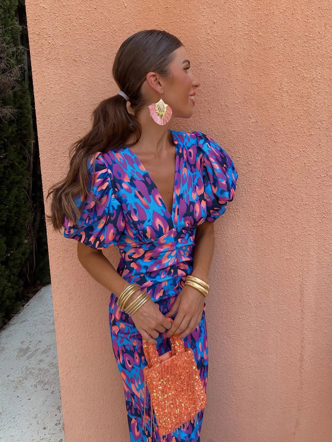 Claudette | Bold-Print Midi Dress