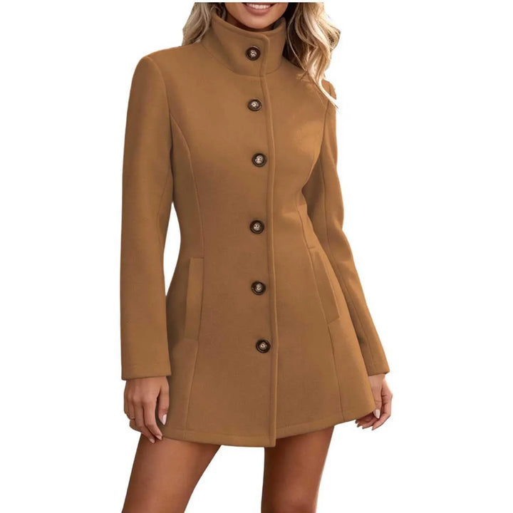 Women's Fitted Stand Collar Pea Coat