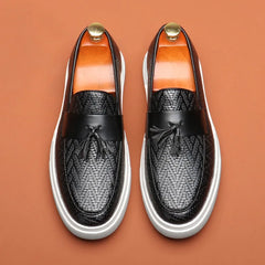 Men's Textured Tassel Loafers with a Lightweight Rubber Sole